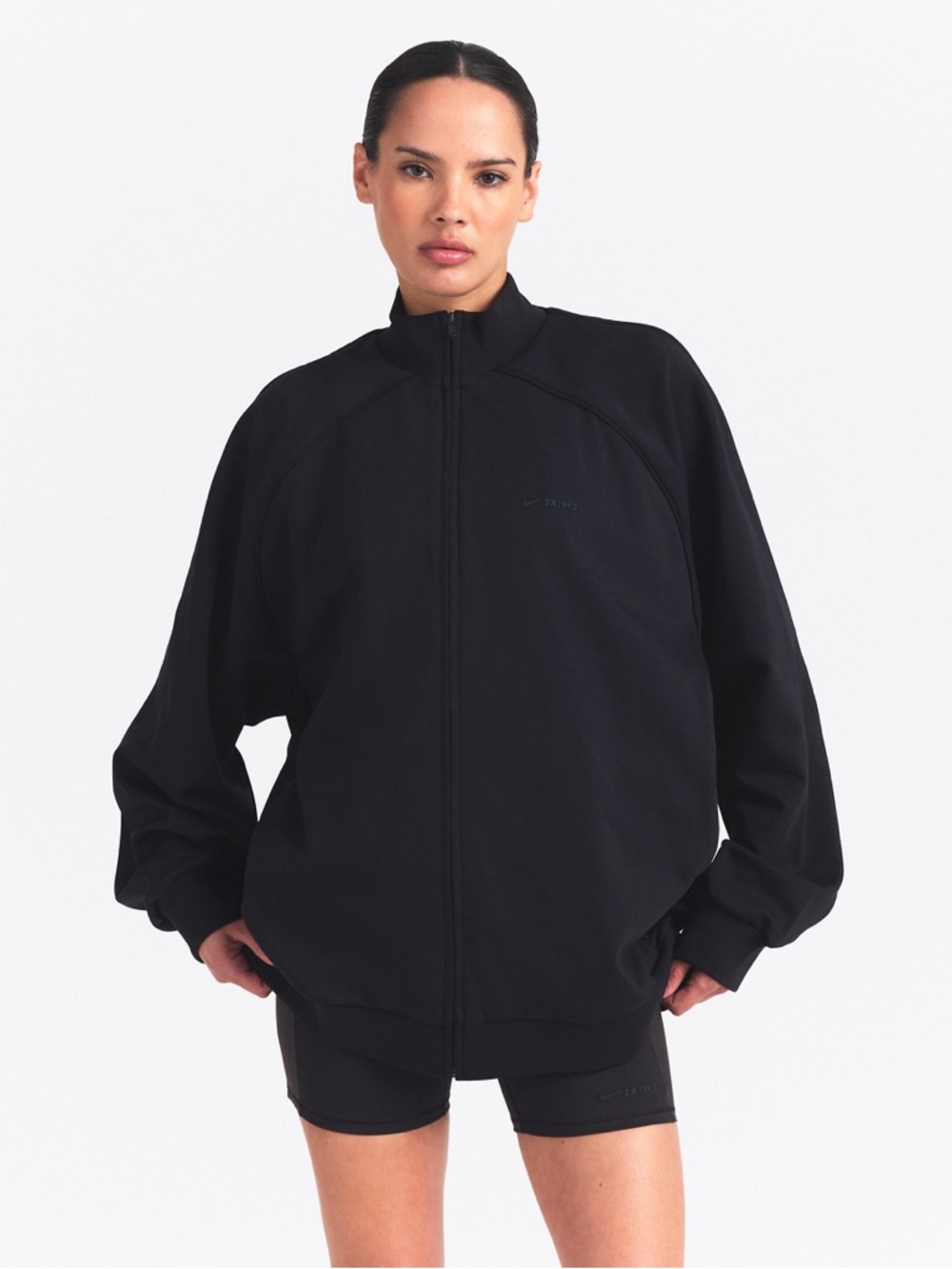 Nike SKIMS Black Women's Oversized Full-Zip Track Jacket size extra small